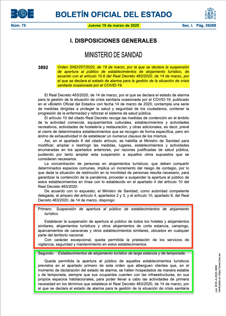 Cierre de los alojamientos turísticos por el estado de alarma (1)