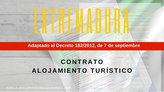 Extremadura: Modelo de contrato de arrendamiento turístico vacacional