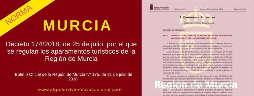 Murcia: Decreto 174/2018, 25 julio, Apartamentos turísticos